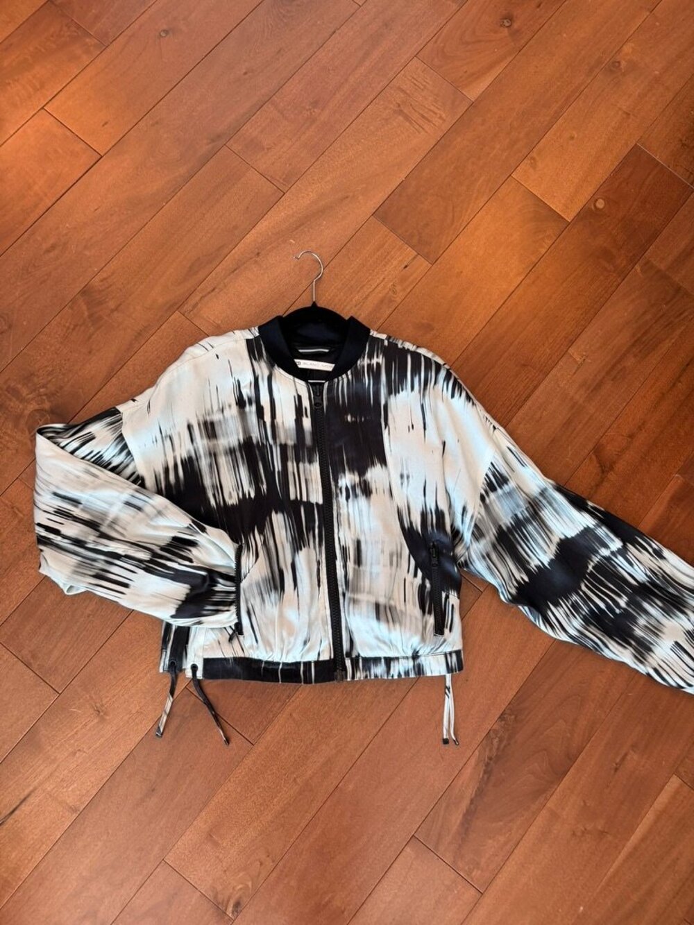 Blanc Noir Abstract Print Bomber Jacket S NWOT
